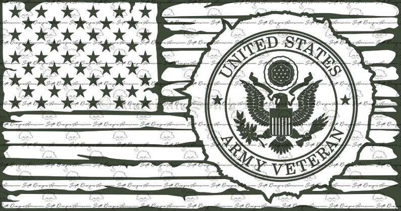 Distressed Flag Overlay with Army Veteran Logo Digital ...
