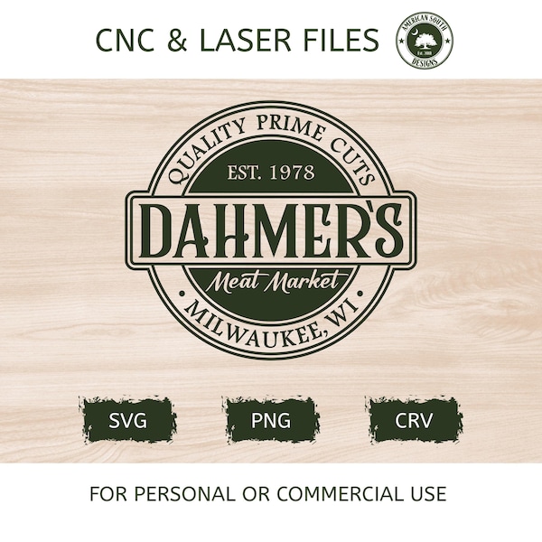 Halloween-bord 7 - Dahmer's Meat Market - SVG - CNC-laserbestand (digitale download)