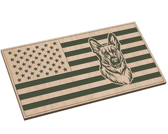 American Flag with German Shepherd - SVG