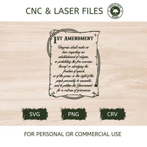 Pergamino de la Primera Enmienda - SVG - Archivo láser CNC (Descarga digital)
