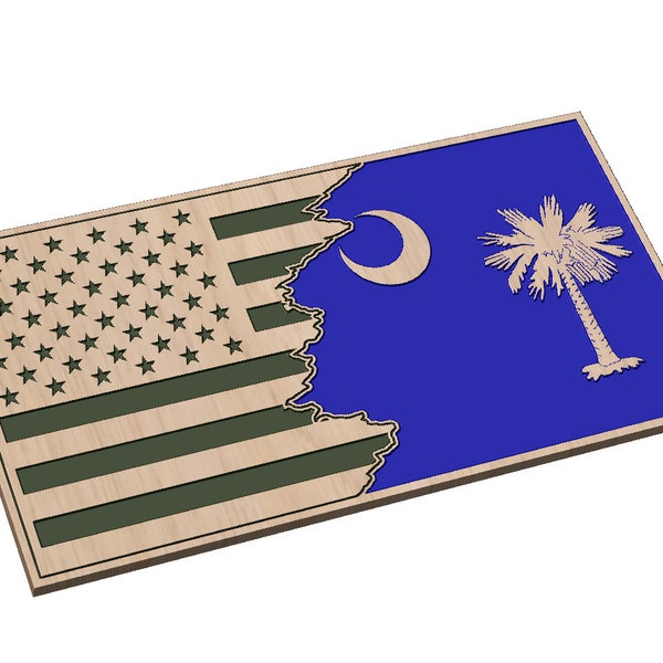 Tattered Flag 3 with Palmetto Tree - SVG