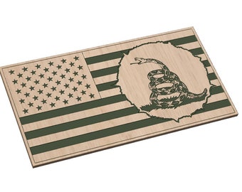 Tattered American Flag Gadsden Snake SVG -  CNC Laser File (Digital Download)