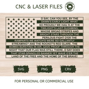 American Flag with Star Spangled Banner - SVG -  CNC Laser File (Digital Download)