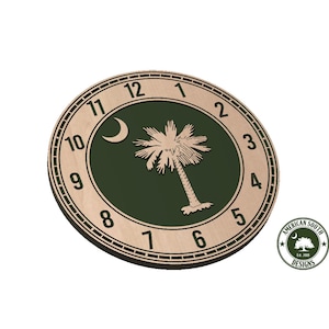 Clock Base with Numbers and South Carolina Flag - SVG - Digital Download