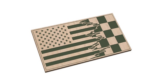Tattered Flag with Checkered Flag - SVG