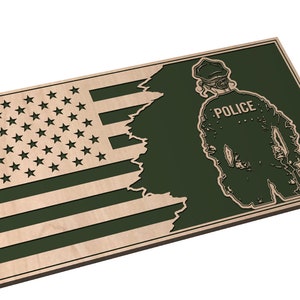 Tattered 3 Flag with Female Police Officer - SVG - Digital Download
