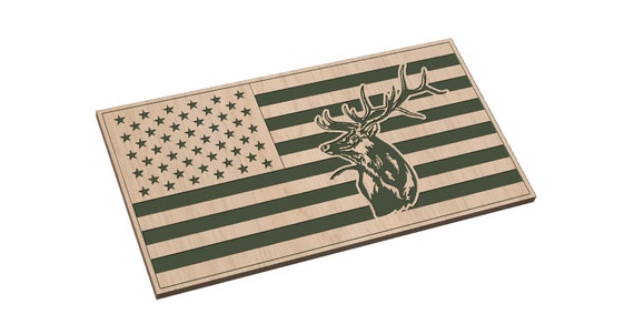 American Flag with Elk Head - SVG