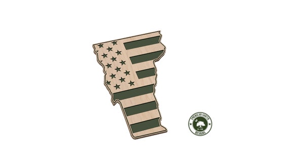 Vermont Shaped American Flag   Design - SVG