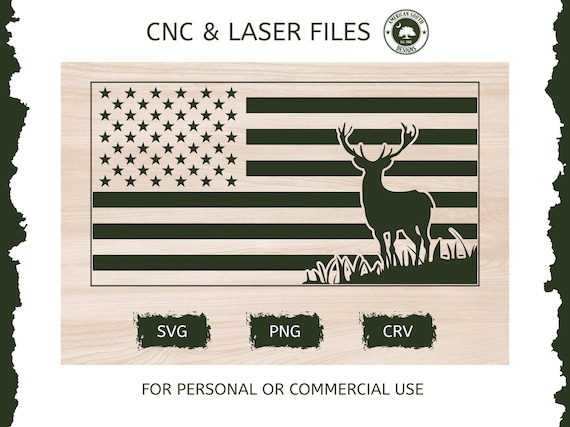 American Flag With Deer - SVG - CNC Laser File (digital Download