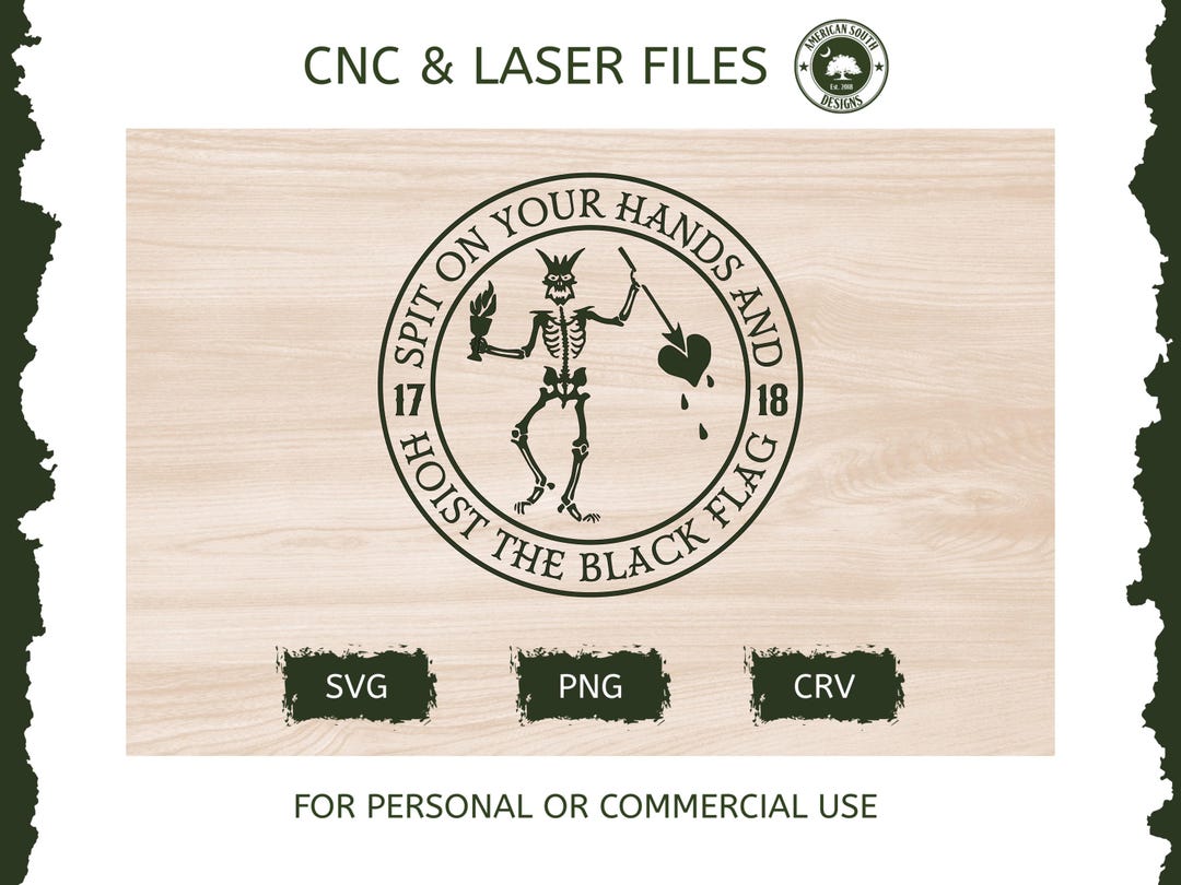 Blackbeard Round - Hoist the Black Flag - SVG - CNC Laser File Blackbeard Round - Hoist the Black Flag - SVG - CNC Laser File