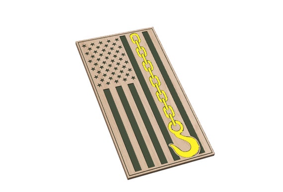 Vertical American Flag with Tow Hook - SVG