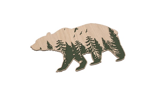 Bear with Forest Shape - SVG