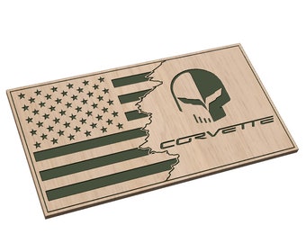 Bandera andrajosa 3 Jake Skull C7 Corvette Bandera - SVG