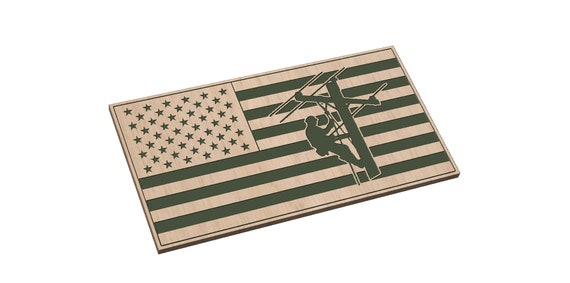 American Flag with Lineman 1 - SVG