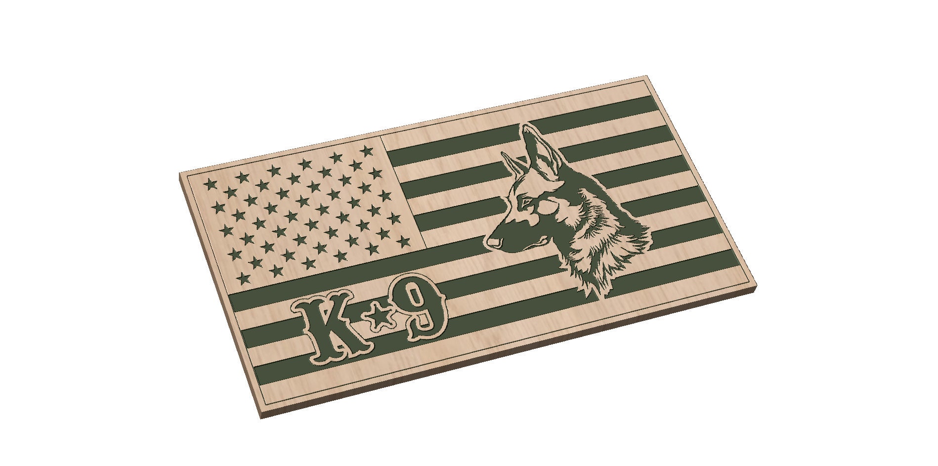 アメリカ国旗とK9ベルジアン・マリノア - SVG | CNC、レーザーカット