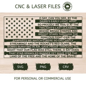 Distressed American Flag with Star Spangled Banner - SVG -  CNC Laser File (Digital Download)