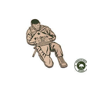 Kneeling Soldier with Flag - SVG - Digital Download