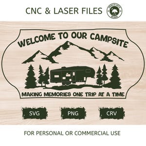 Campsite Sign - Fifth Wheel - SVG -  CNC Laser File (Digital Download)