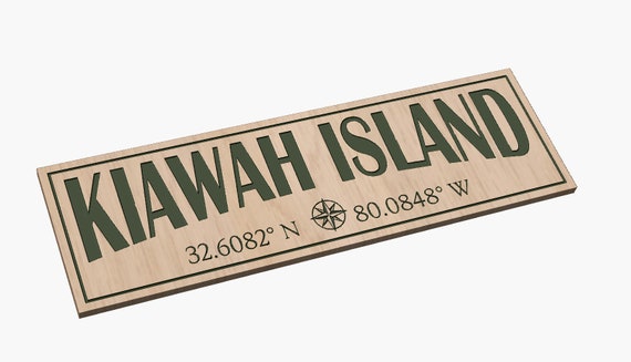 Kiawah Island, SC with Coordinates - SVG