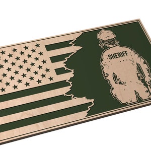 Tattered 3 Flagge mit weiblichem Sheriff - SVG - Digital Download