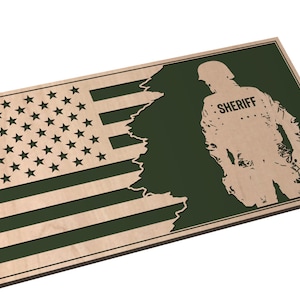 Tattered 3 Flag with Sheriff Silhouette - SVG - Digital Download