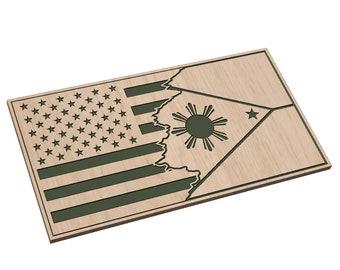 Tattered American and Philippines Flag - SVG -  CNC Laser File (Digital Download)