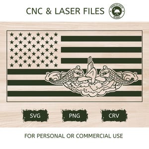 American Flag with Navy Submarine Warfare Dolphins - SVG - Digital Download