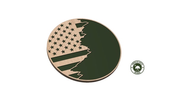 American Flag Round - Tattered Flag - SVG