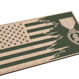 Tattered American Flag with Purple Heart - SVG - Digital Download