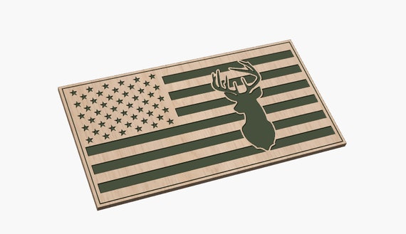American Flag with Deer Head - SVG