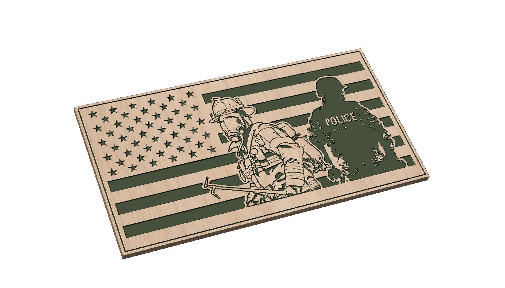 American Flag with Firefighter and Police Officer - SVG - Digital Download