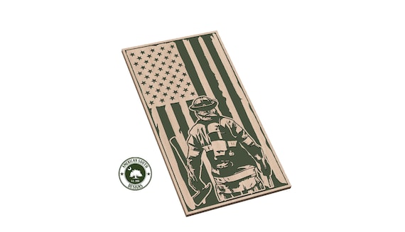 Distressed American Flag with Firefighter  Vertical  Version 3 - SVG