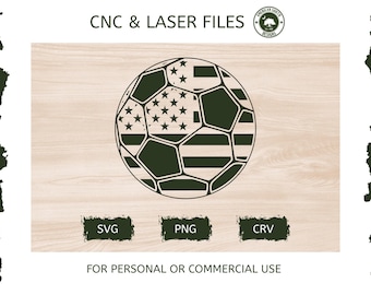 Soccer Ball American Flag - SVG -  CNC Laser File (Digital Download)