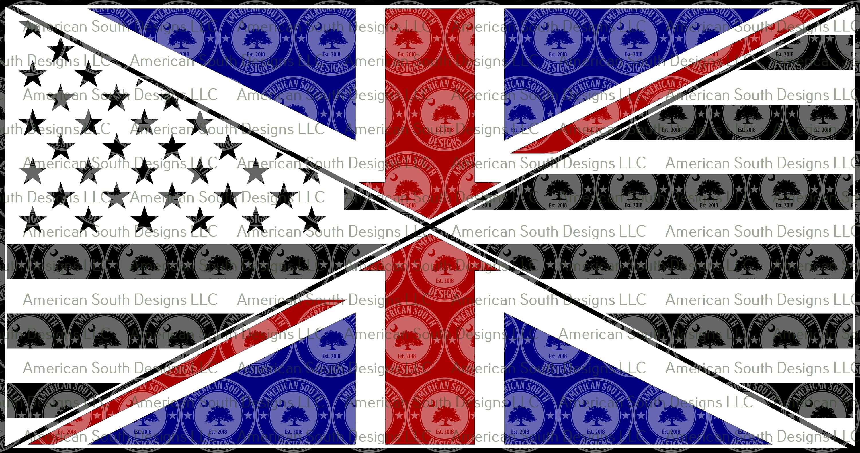 American Flag Union Jack Cross Split SVG