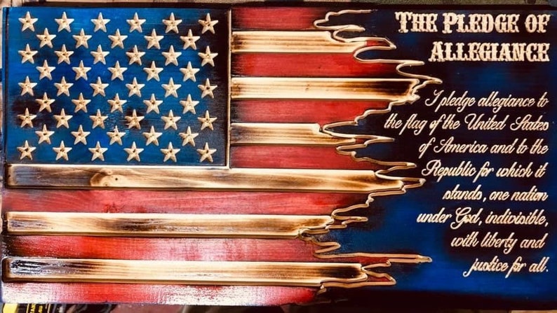 Download Tattered American Flag with Complete Pledge of Allegiance ...