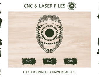 Blank Police Badge - SVG -  CNC Laser File (Digital Download)