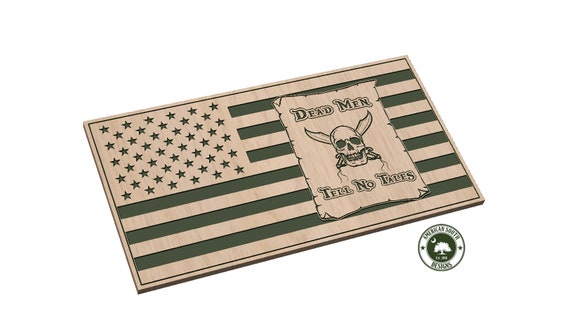American Flag with Dead Men Tell No Tales Scroll - SVG