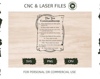 Pergaminho dos Dez Mandamentos (Tu) - SVG - Arquivo para Laser CNC (Download Digital)