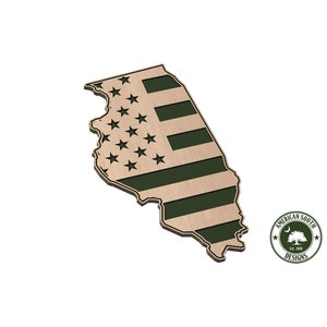 Amerikaanse vlag in de vorm van Illinois - SVG - digitale download