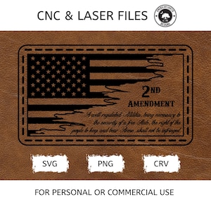 Puede incluir: Un diseño marrón con textura de cuero que presenta una bandera estadounidense desgastada con el texto "2ND AMENDMENT". El diseño incluye el texto "Una milicia bien regulada, siendo necesaria para la seguridad de un Estado libre, el derecho del pueblo a poseer y portar armas, no será infringido."