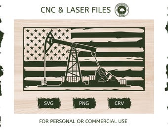 Distressed American Flag  Version 3 - Oil Field - SVG | CNC, Laser Engraving, CRV File - (Digital Download)