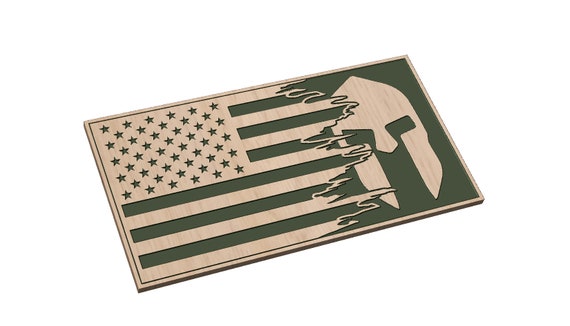 Tattered American Flag with Sparta Helmet - SVG