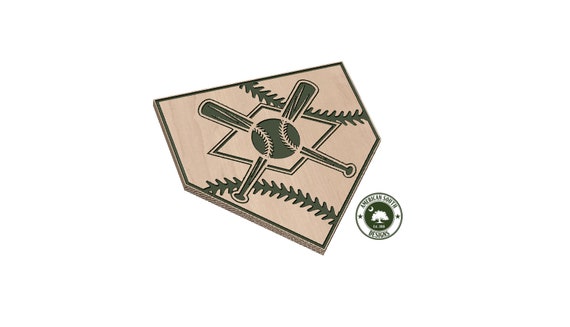 Home Plate with Baseball and Bats - SVG