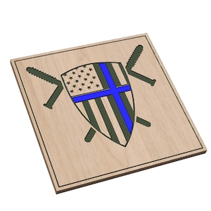 Shield Flag Cross with Police Batons - SVG - Digital Download