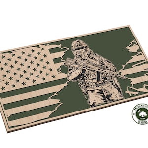 Tattered Flag 7 with Soldier - SVG - Digital Download