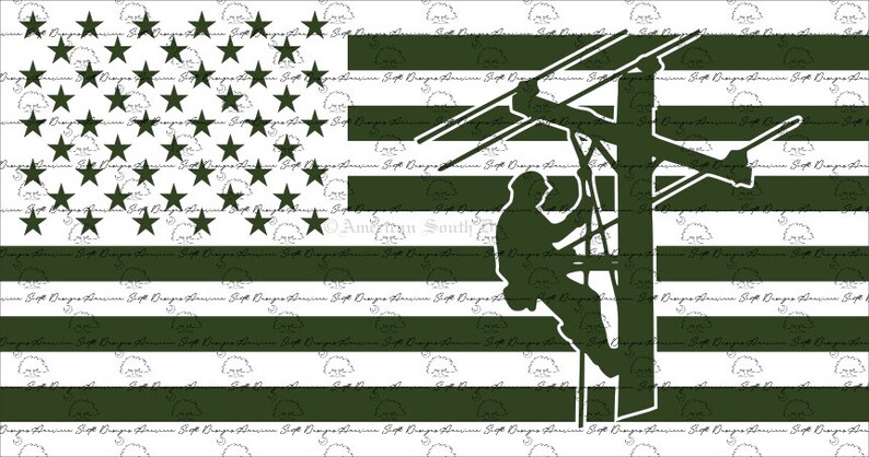Download American Flag with Lineman SVG Digital Files SvG AI PnG | Etsy