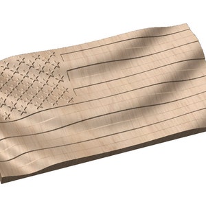 Wavy American Flag 3D Model ***STL, and Grayscale PNG***  Model 1  CNC Router Model - Digital Download