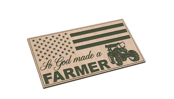 So God Made A Farmer Flag with Tractor - SVG