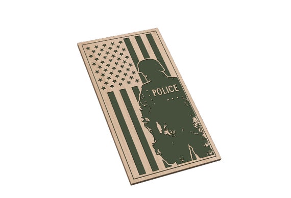 American Flag with Police Officer Vertical - SVG
