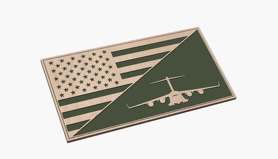 Diagonal Split American Flag With C17 - SVG - CNC Laser File